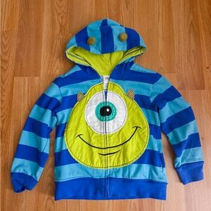 Disney Monsters INC blue green hooded zip Sweater Jacket Size 5/6